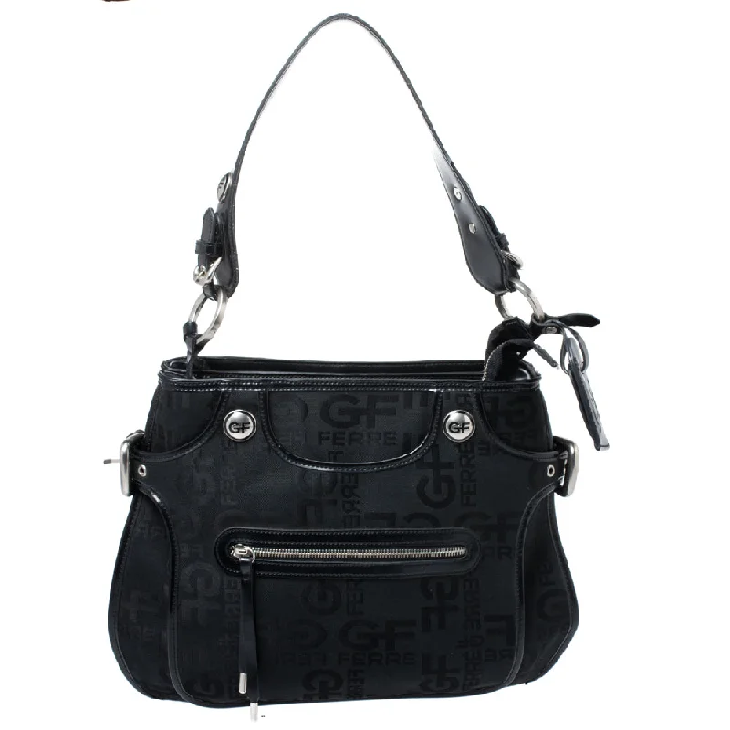 Satchel with a hidden anti-theft pocket for securityGf Ferre  Signature Front Zip Hobo