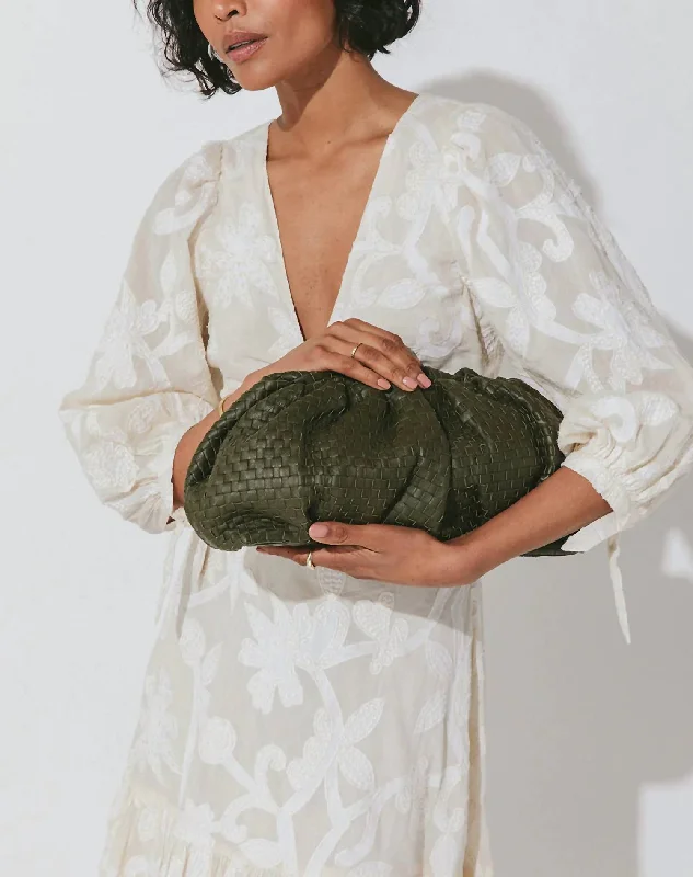 Lace - covered clutch for a romantic and feminine lookGigi Woven Clutch In Olive