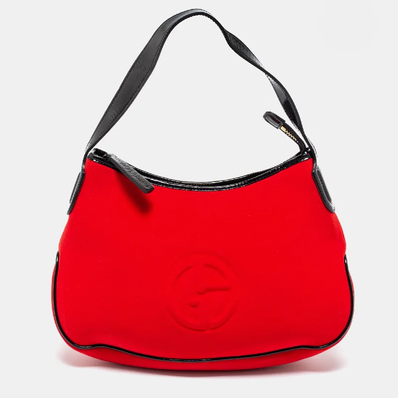 Color-blocked satchel with bold and bright colors for a trendy lookGiorgio Armani Neoprene And Patent Leather Hobo Bag