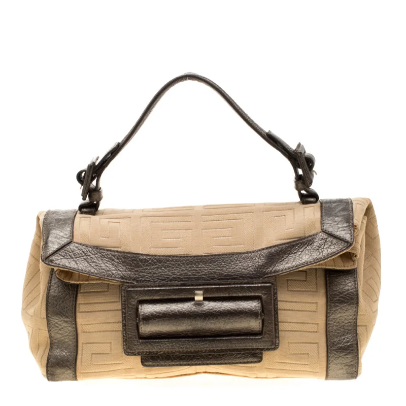 Leatherette satchel with a quilted pattern for a sophisticated styleGivenchy  And Metallic Canvas And Leather Satchel