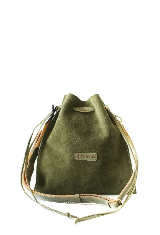 Convertible crossbody bag that can be worn as a shoulder bagGreen Suede Cross Body Bag