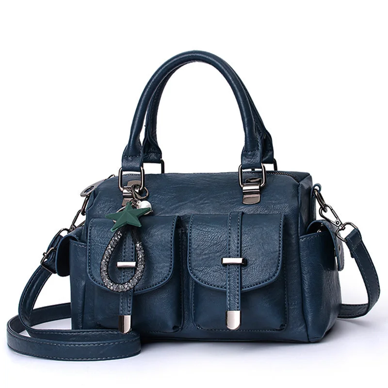 Women's silk - lined leather makeup bags with multiple compartmentsHandbag Woman 2022 New fashion handbag Korean soft leather large capacity single shoulder bag wholesale