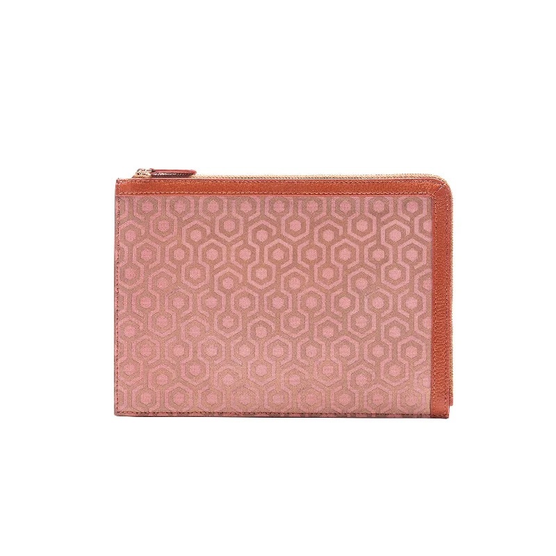 Clutch with a built - in mirror and compact for on - the - go touch - upsFolio Pouch - Rose