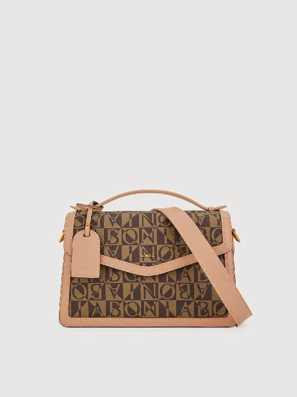 Leatherette crossbody bag with a quilted pattern for a sophisticated lookIrma Monogram Top Flap Crossbody Bag