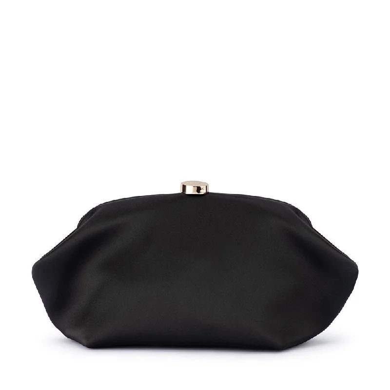 Handle bag with a detachable charm or keychain for personalizationKARINA Satin Clutch