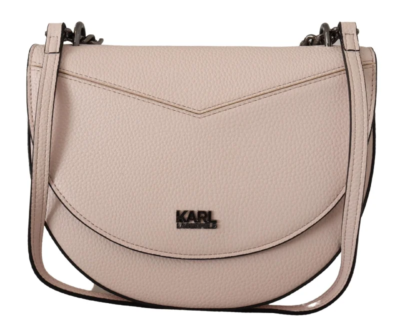 Plus - size shoulder bag with a roomy interior for carrying daily essentialsKarl Lagerfeld  Mauve Leather Shoulder Women's Bag