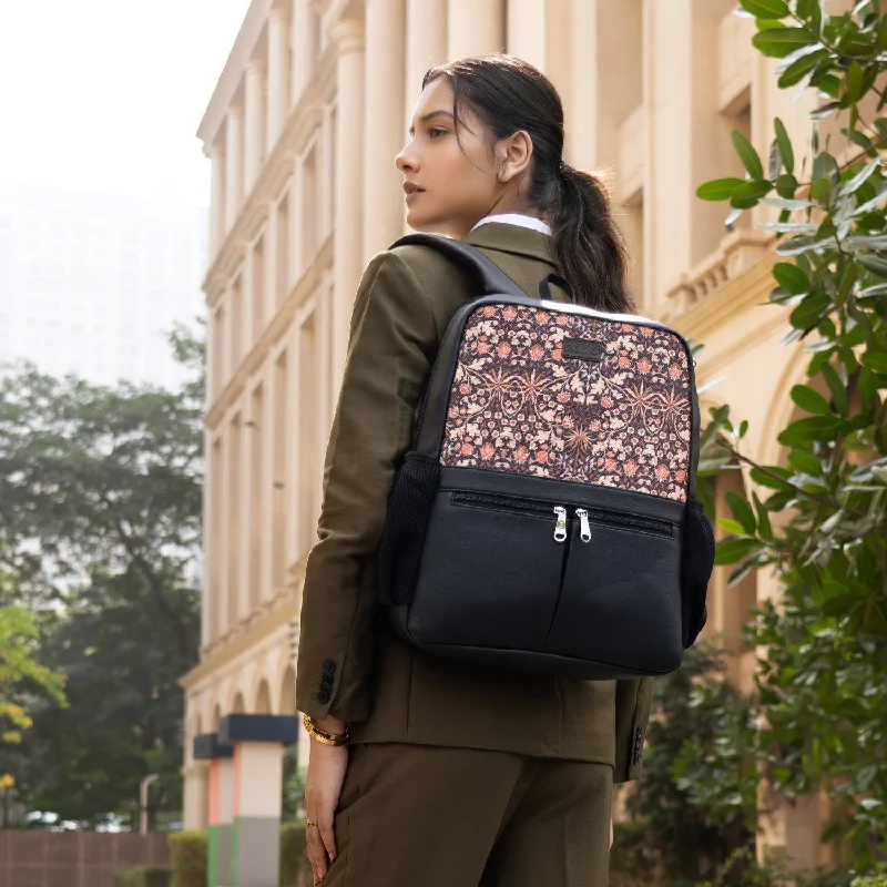 Backpack with adjustable straps and a padded back for comfortKashmir Blooms Office Backpack