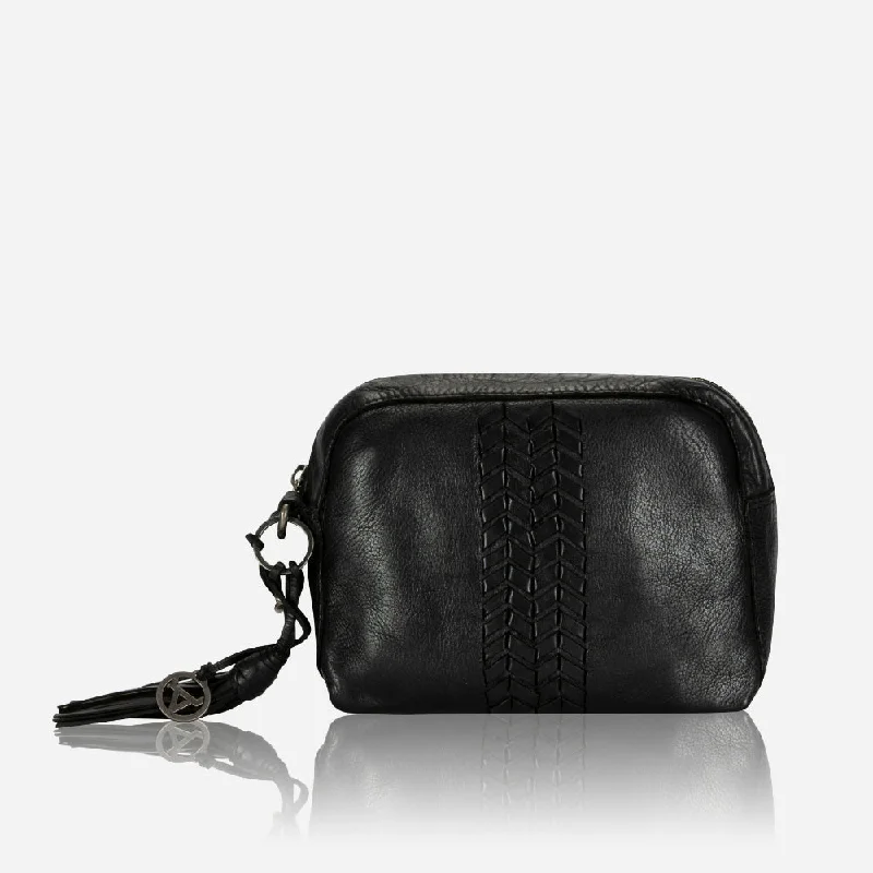 Vintage - style crossbody bag with a brass frame and leather strapsKate Small Leather Crossbody Bag, Black