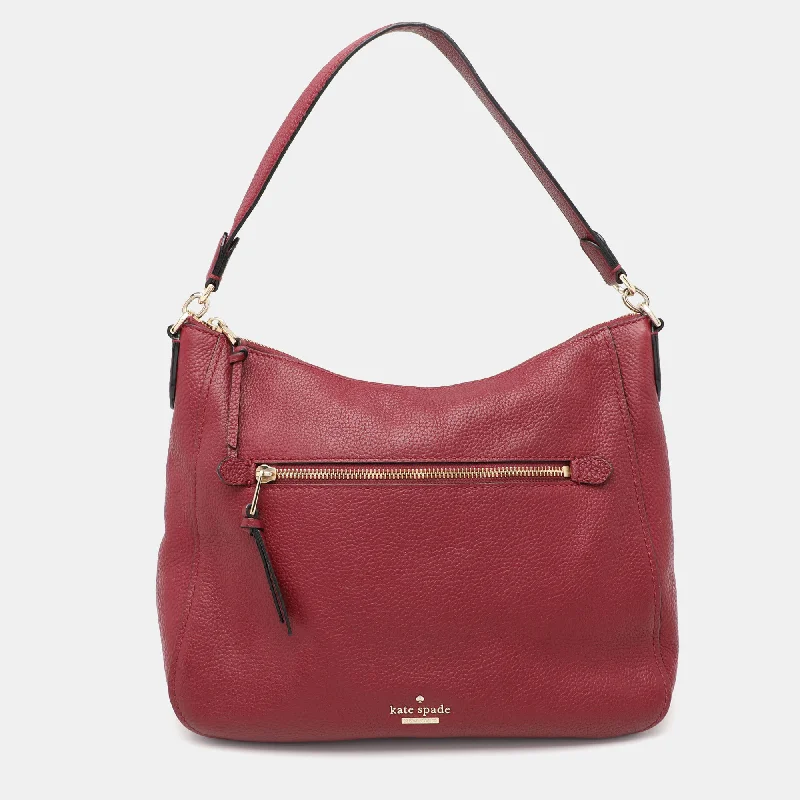 Satchel with a detachable strap for easy customizationKate Spade Burgundy Leather Jackson Street Hayden Hobo..