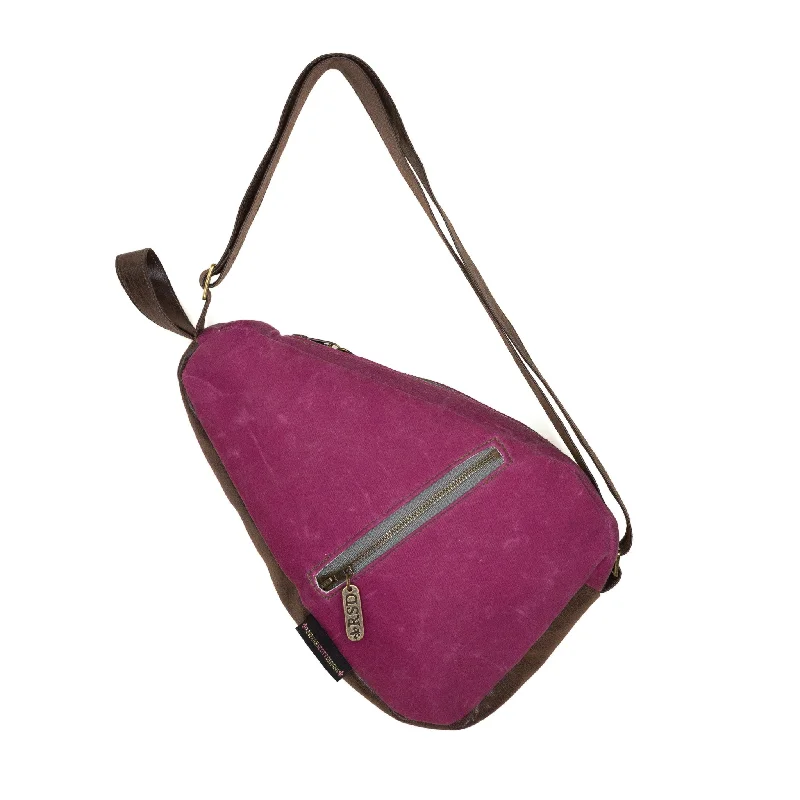 Waterproof crossbody bag with a zippered closure for outdoor adventuresKatie Premier: Raspberry Waxed Canvas