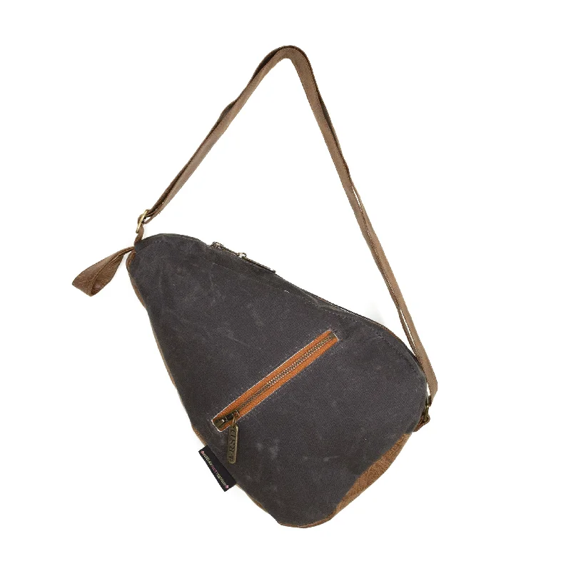 Plus - size crossbody bag with a roomy interior for carrying essentialsKatie: Waxed Canvas Charcoal