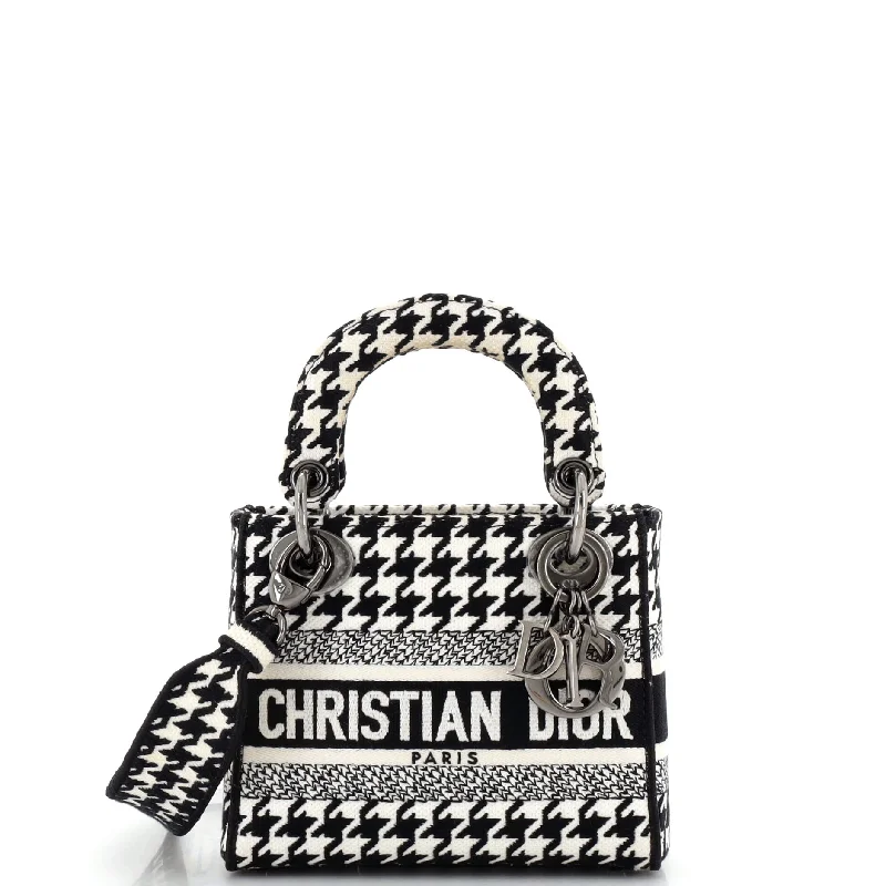 Metallic satchel with a shiny finish for evening eventsLady D-Lite Bag Houndstooth Canvas Mini