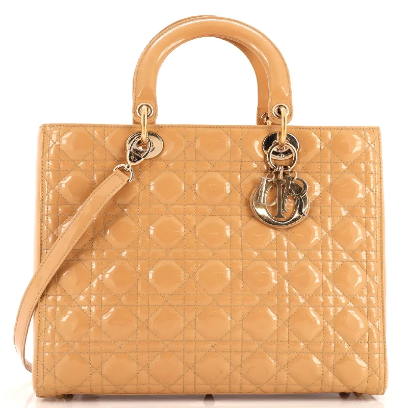 Studded satchel with a punk-rock edgeLady Dior Bag Cannage Quilt Patent Large