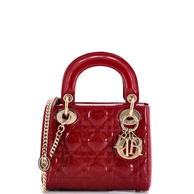 Vegan leather satchel for eco-conscious consumersLady Dior Chain Bag Cannage Quilt Patent Mini