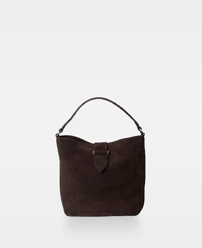 Silk - lined handle bag with a smooth interior to protect belongingsLEXIE small bucket bag - Suede Dark Brown