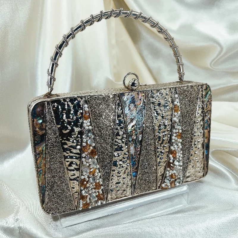 Crystal - encrusted clutch for a red - carpet eventLINA Clutch (Silver)