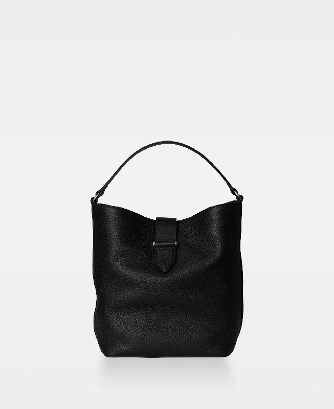 Vegan leather handle bag made from recycled materials for eco - conscious consumersLOIS bucket bag - Black