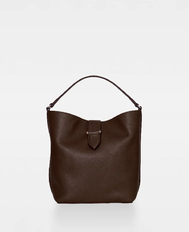 Silk - lined handle bag with a smooth interior to protect belongingsLOIS bucket bag - Mocha