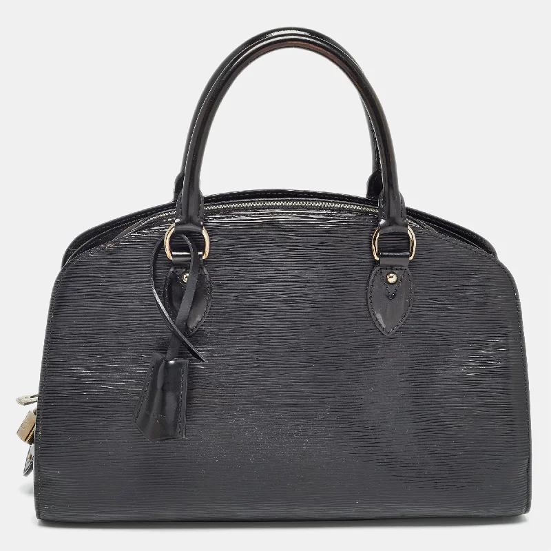 Plus-size satchel with a spacious interior for carrying all essentialsLouis Vuitton Black Electric Epi Leather Pont Neuf Pm Bag