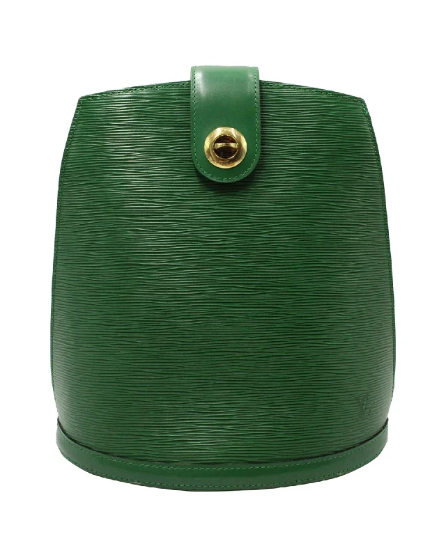 Satchel with a hidden anti-theft pocket for securityLouis Vuitton Cluny Shoulder Bag in Green Epi Leather