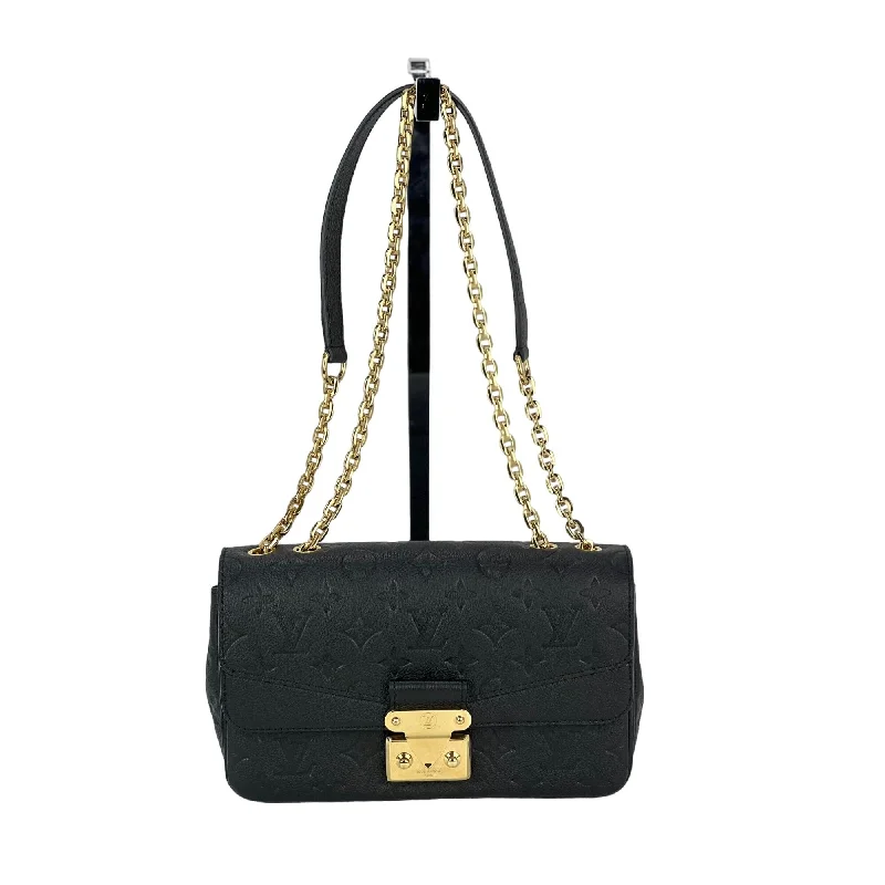 Two - tone clutch with a contrast color lining for added styleLouis Vuitton Marceau NM Black Empriente Leather Shoulder Bag