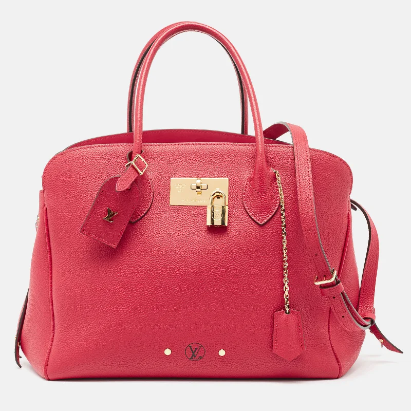 Silk satchel with a delicate paisley print for a feminine aestheticLouis Vuitton Red Leather Milla Mm Bag