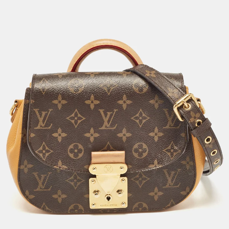 Leatherette satchel with a quilted pattern for a sophisticated styleLouis Vuitton Safran Monogram Canvas Eden Pm Bag