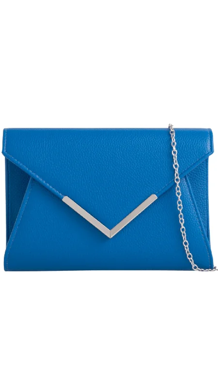 Patent leather clutch with a modern, minimalist designLucy Clutch- Royal Blue