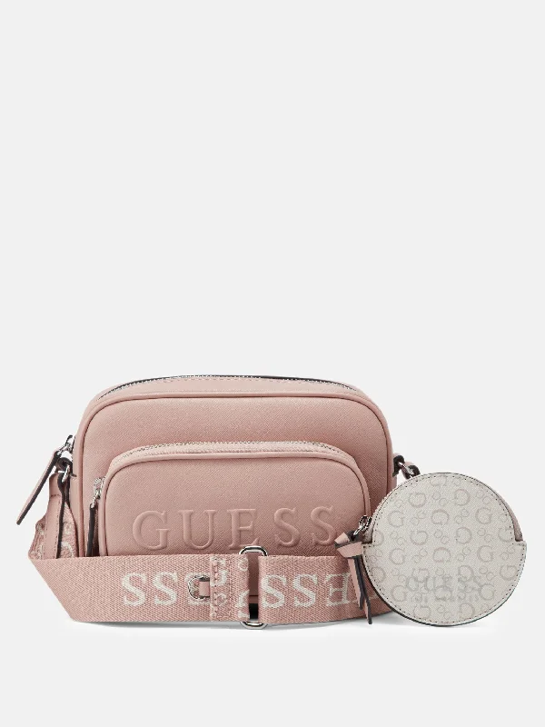 Silk crossbody bag with a delicate print for a feminine touchLya Mini Double-Zip Crossbody