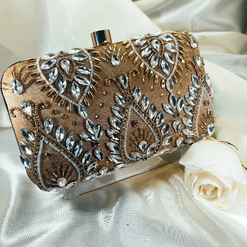 Crystal - encrusted clutch for a red - carpet eventMAIRA Clutch (Gold)