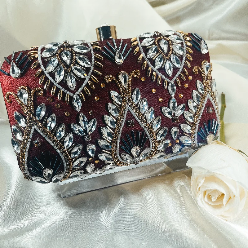 Crystal - encrusted clutch for a red - carpet eventMAIRA Clutch (Red)