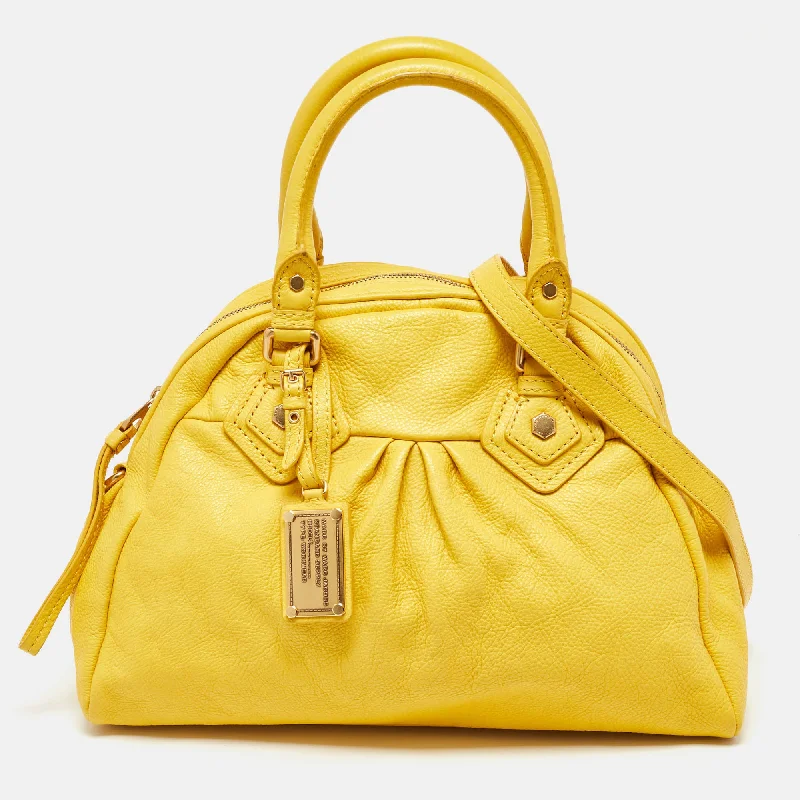 Convertible satchel that can be worn as a crossbody or shoulder bagMarc By Marc Jacobs Yellow Leather Classic Q Baby Aidan Satchel