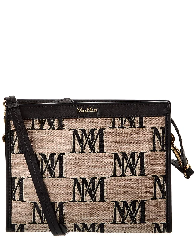 Crystal - encrusted clutch for a red - carpet eventMax Mara Logo Embroidered Leather-Trim Pouch