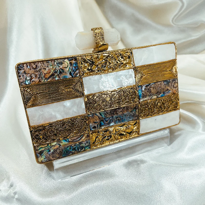 Metallic leather evening bag with a textured finishMEERA Clutch