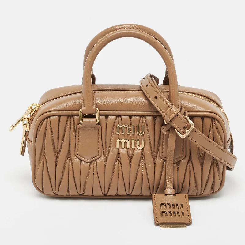 Satchel with a tassel or fringe detail for a bohemian feelMiu Miu Brown Matelassé Leather Arcadie Satchel