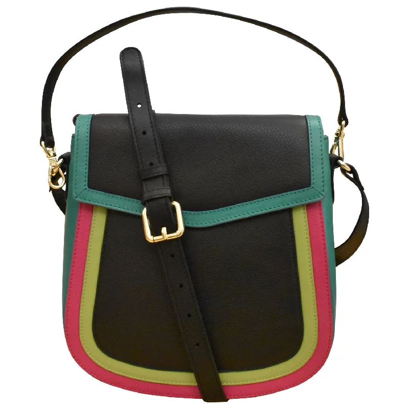 Canvas crossbody bag with a patchwork design for a casual and artsy feelMulti Color Flap Bucket Bag