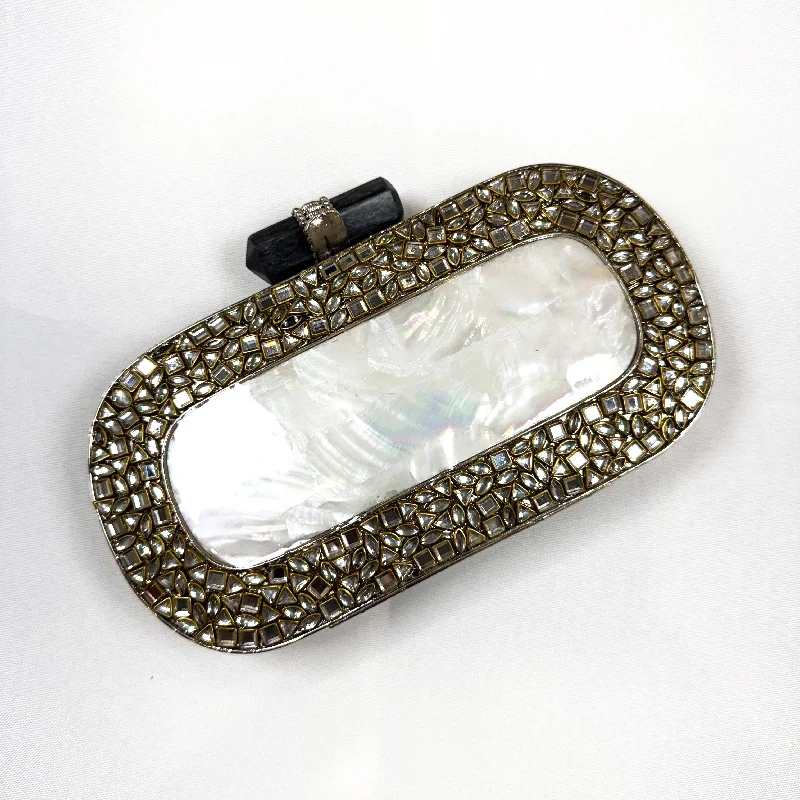 Crystal - encrusted clutch for a red - carpet eventNADINE Clutch (Silver)