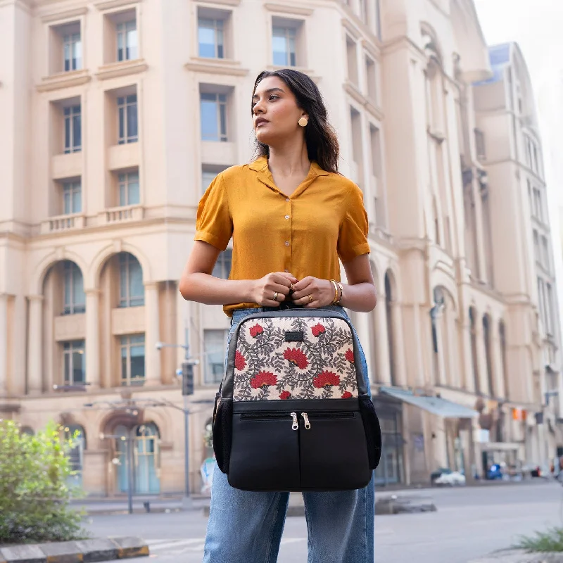 Faux fur backpack with a fluffy exterior for a winter fashion statementNawabi Couture Office Backpack