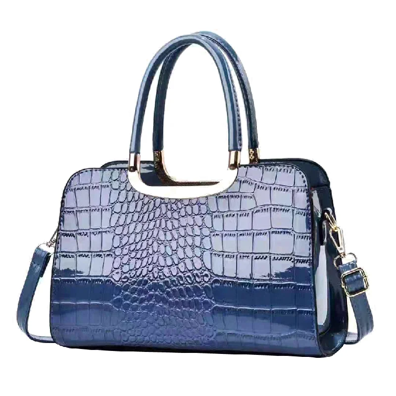 Women's quilted leatherette satchel bags with magnetic closuresNew alligator print  glace leather big handbag women  hand bags  fashion casual shoulder bag cross body bag 13156