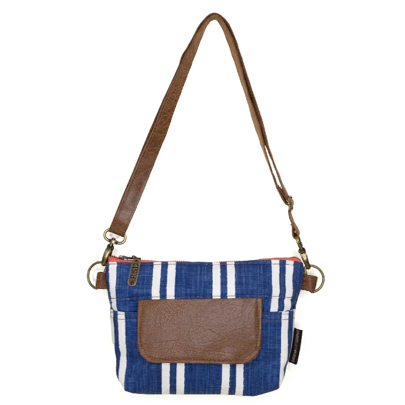 Convertible crossbody bag that can be worn as a shoulder bagOlivia: Blue Stripe