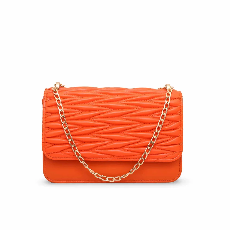 Color - blocked shoulder bag with bold primary colors for a trendy statementOrange Formal Hand Bag P55568