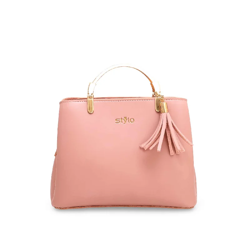 Embroidered silk shoulder bag with intricate gold threadwork for a luxurious lookPink Casual Shoulder Bag P55478