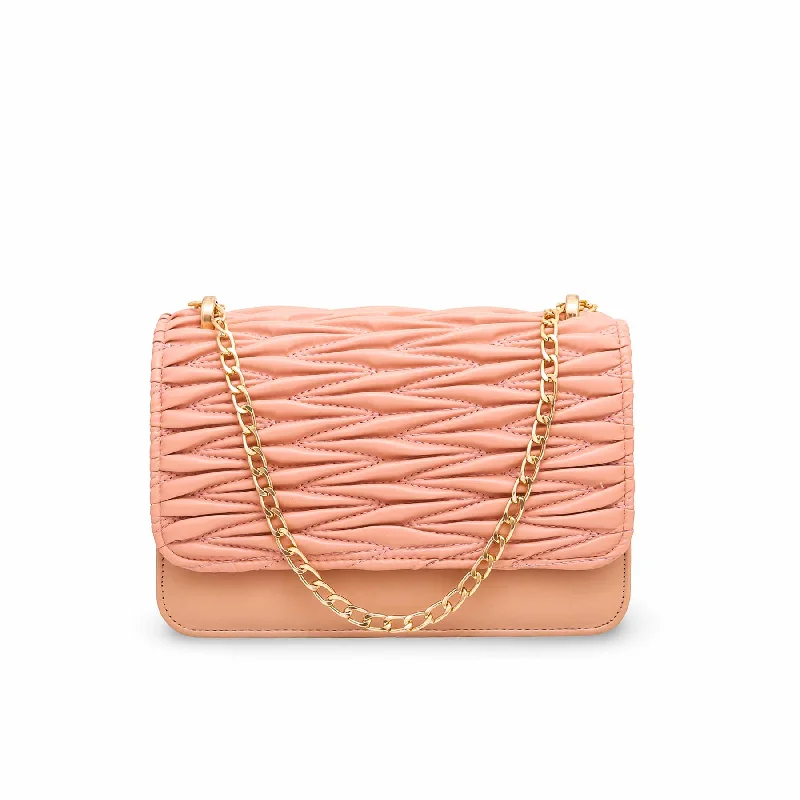 Silk - lined shoulder bag with a smooth interior for protecting belongingsPink Formal Hand Bag P55568