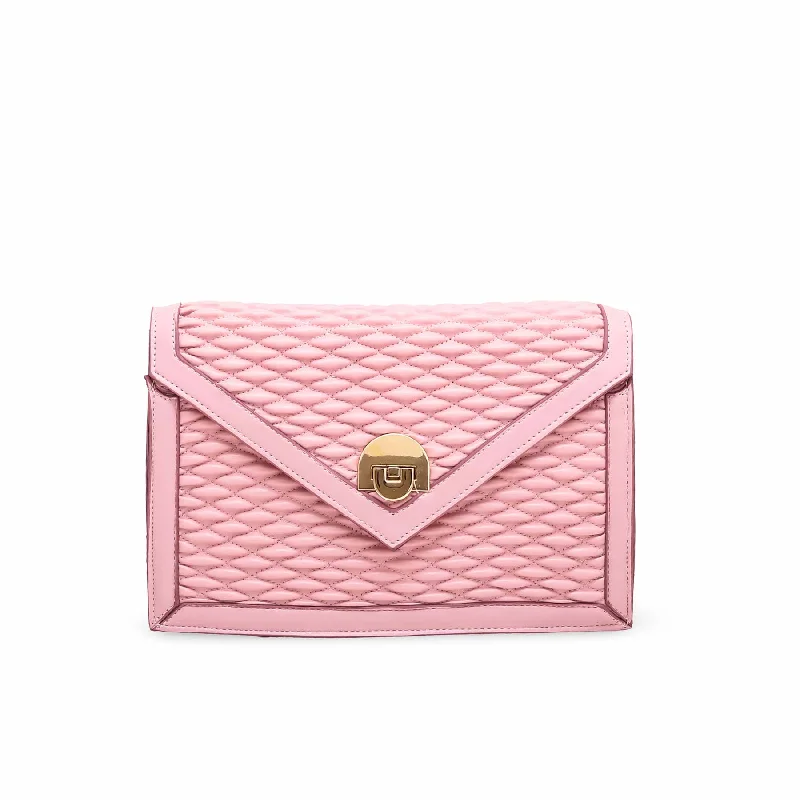 Silk - lined shoulder bag with a smooth interior for protecting belongingsPink Formal Hand Bag P55585