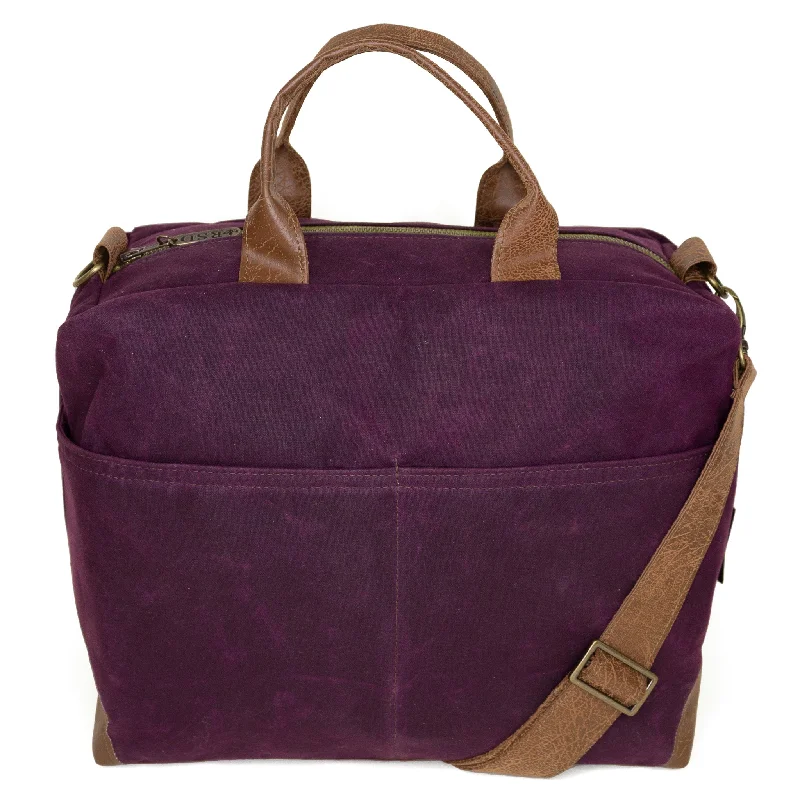 Silk crossbody bag with a delicate print for a feminine touchPoppi Pro Premier Purse: Eggplant Waxed Canvas