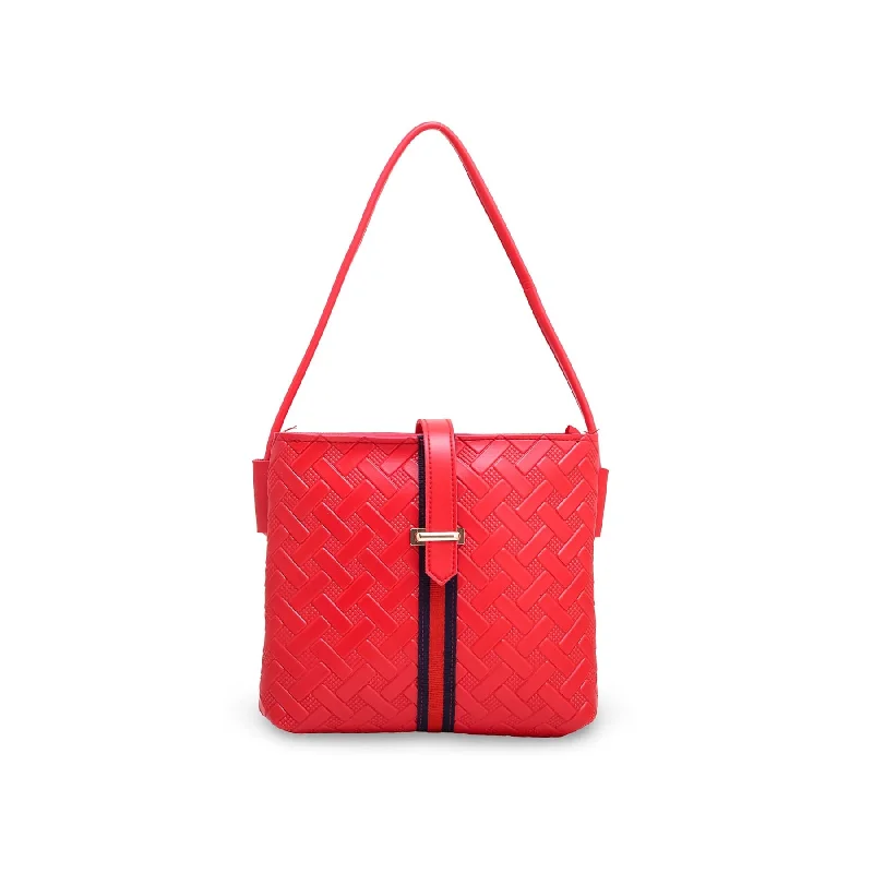 Silk - lined shoulder bag with a smooth interior for protecting belongingsRed Formal Shoulder Bag P56019