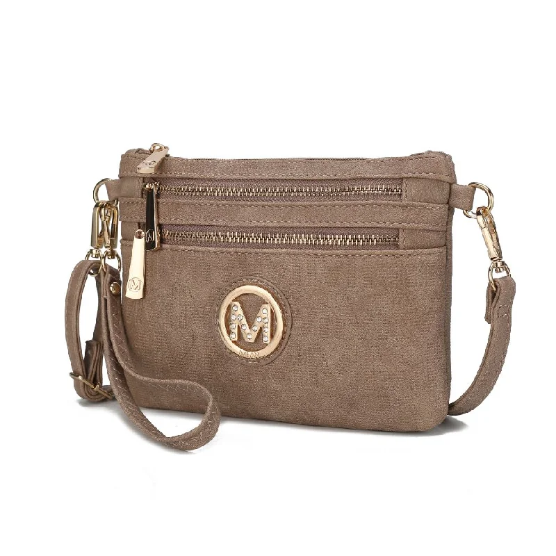 Convertible crossbody bag that can be worn as a shoulder bagRoonie Milan “M” Signature Crossbody Wristlet