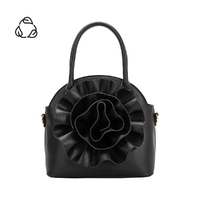 Vegan leather handle bag made from recycled materials for eco - conscious consumersRoxanne Black Recycled Vegan Crossbody Bag