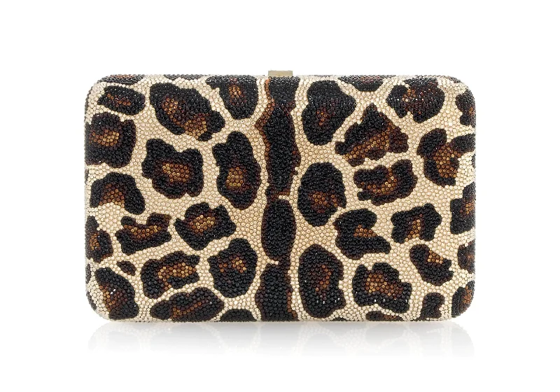 Miniature evening bag with a fold - over clasp for a compact optionSeamless Leopard