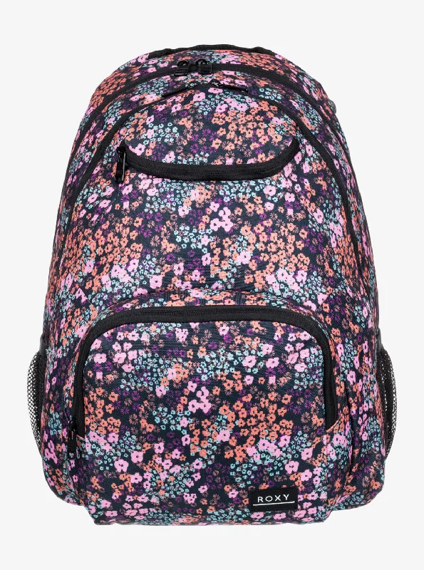 Laser - cut leather backpack with an intricate geometric designShadow Swell Printed 24L Medium Backpack - Anthracite Floral Daze